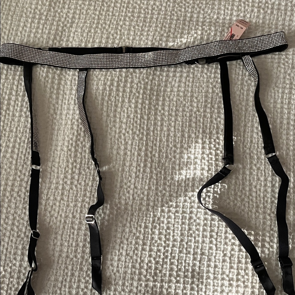 Victoria's Secret Black and Silver Garter Belt